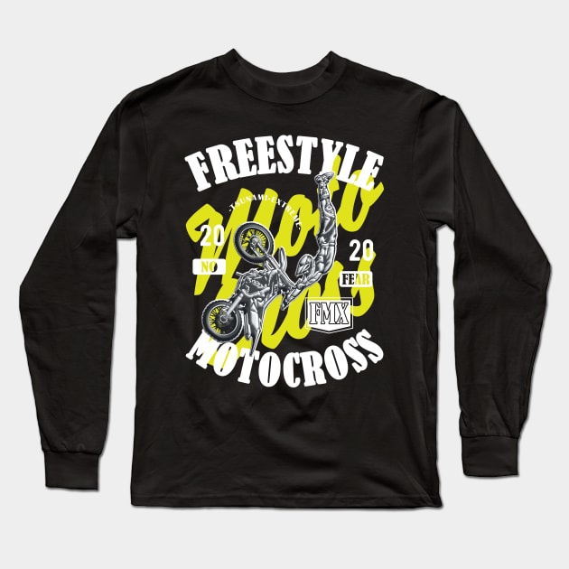 Freestyle Motocross FMX No Fear Yellow Long Sleeve T-Shirt by Hariolf´s Mega Store
